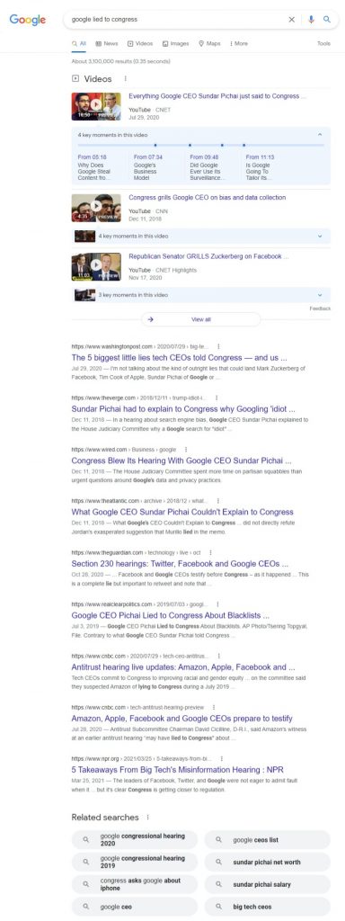 Google Lied to Congress